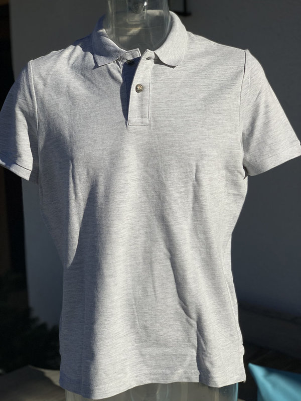 Hellgrau Polo-Shirt mit Seelaub-Knöpfen
